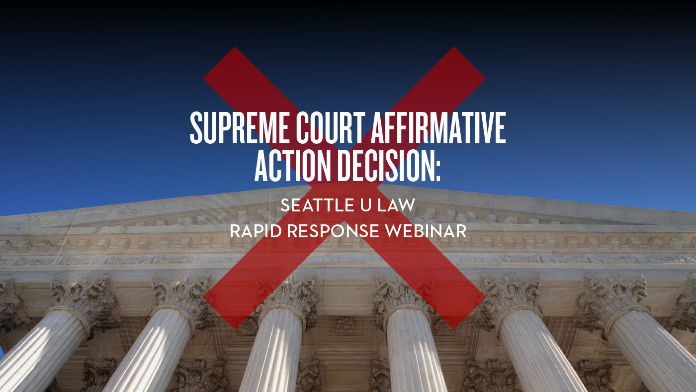 Decorative image: Supreme Court affirmative action webinar graphic