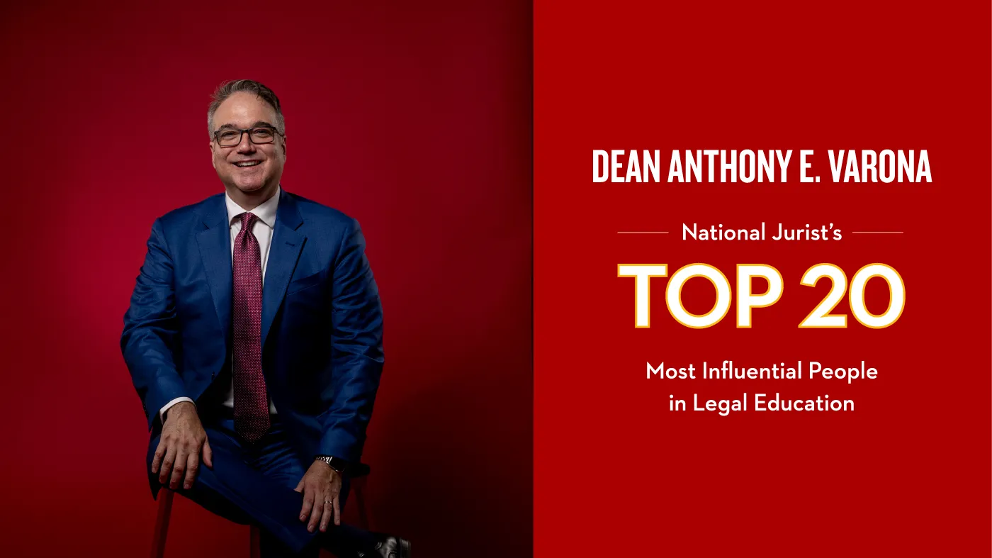Image with text: Dean Anthony E. Varona, National Jurist's Top 20 Most Influential People in Legal Education